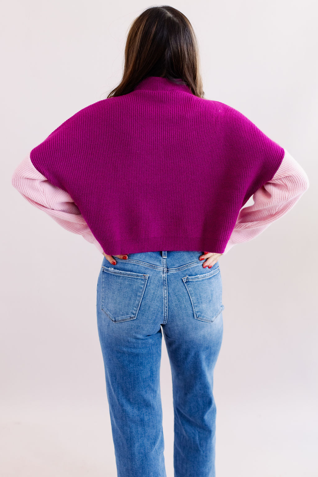 The Stella Color Block Sweater | Magenta - Poppy and Stella