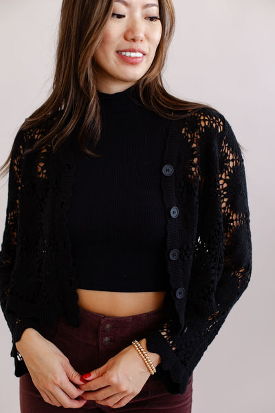 Arbor Crochet Cropped Cardigan - Poppy and Stella
