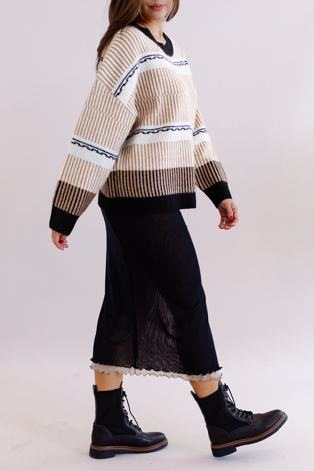 Raylin Sheer Midi Skirt | Black - Poppy and Stella