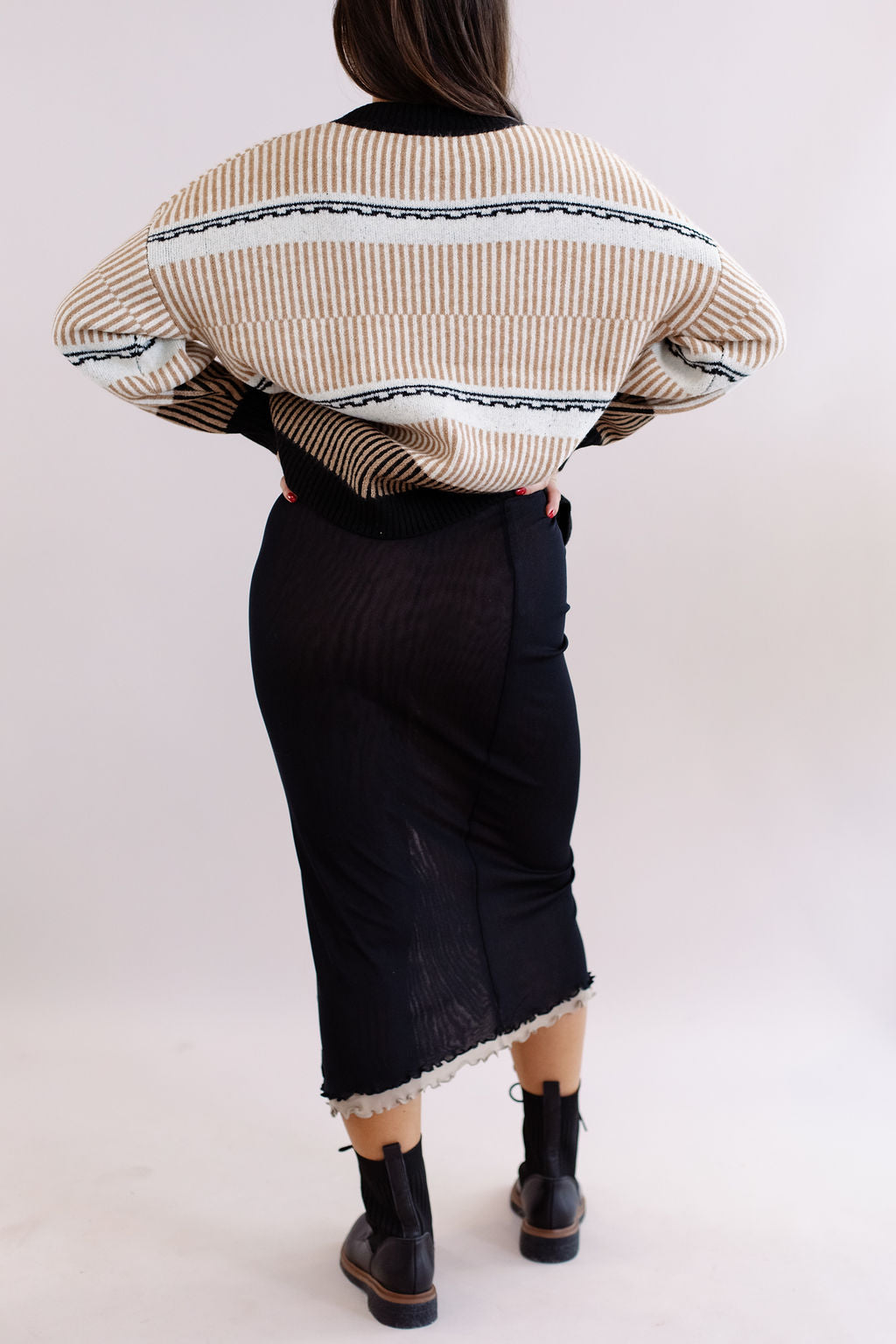 Raylin Sheer Midi Skirt | Black - Poppy and Stella