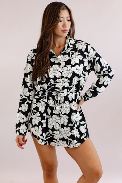 The Maren Floral Button Front Romper - Poppy and Stella