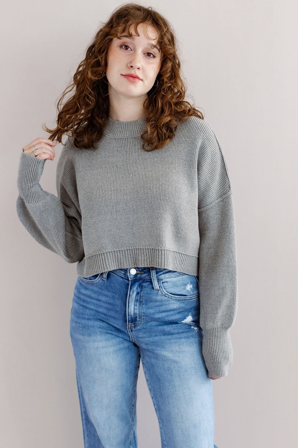Free People | Easy Street Crop Pullover | Heather Grey - Poppy and Stella