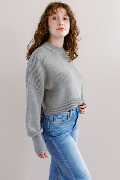 Free People | Easy Street Crop Pullover | Heather Grey - Poppy and Stella