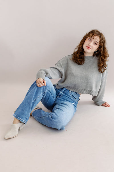 Free People | Easy Street Crop Pullover | Heather Grey - Poppy and Stella