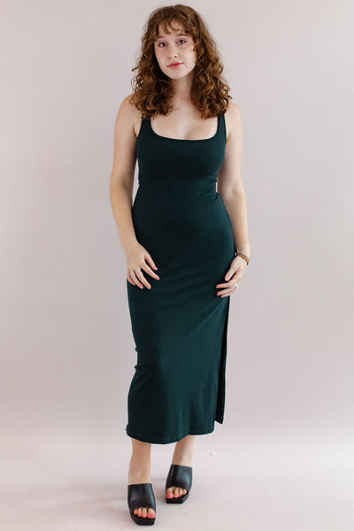 Ozzy Ribbed Knit Maxi Dress | Pine Green - Poppy and Stella