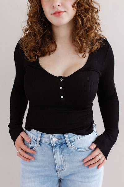 Free People | Keep It Basic Layering Top | Black - Poppy and Stella