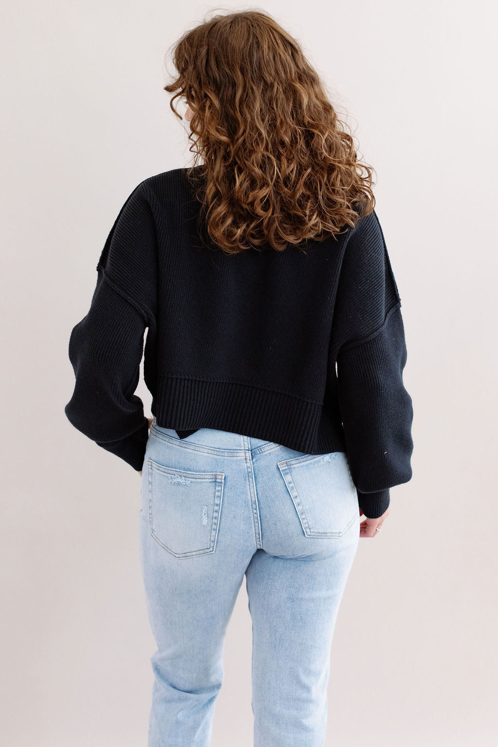Free People | Easy Street Crop Pullover | Black - Poppy and Stella
