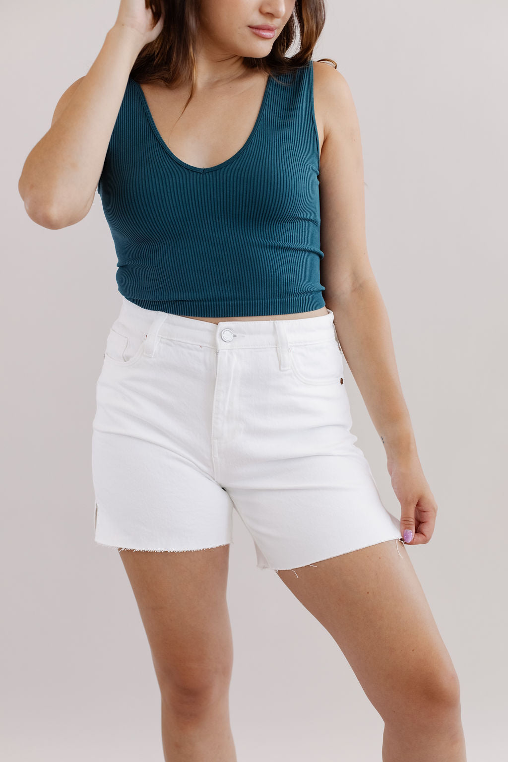 Veronica Seamless Ribbed Tank | Washed Teal - Poppy and Stella