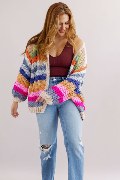 Isla Chunky Striped Cardigan - Poppy and Stella
