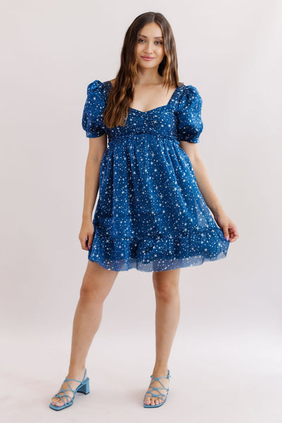 Starlite Tulle Puff Sleeve Mini Dress - Poppy and Stella