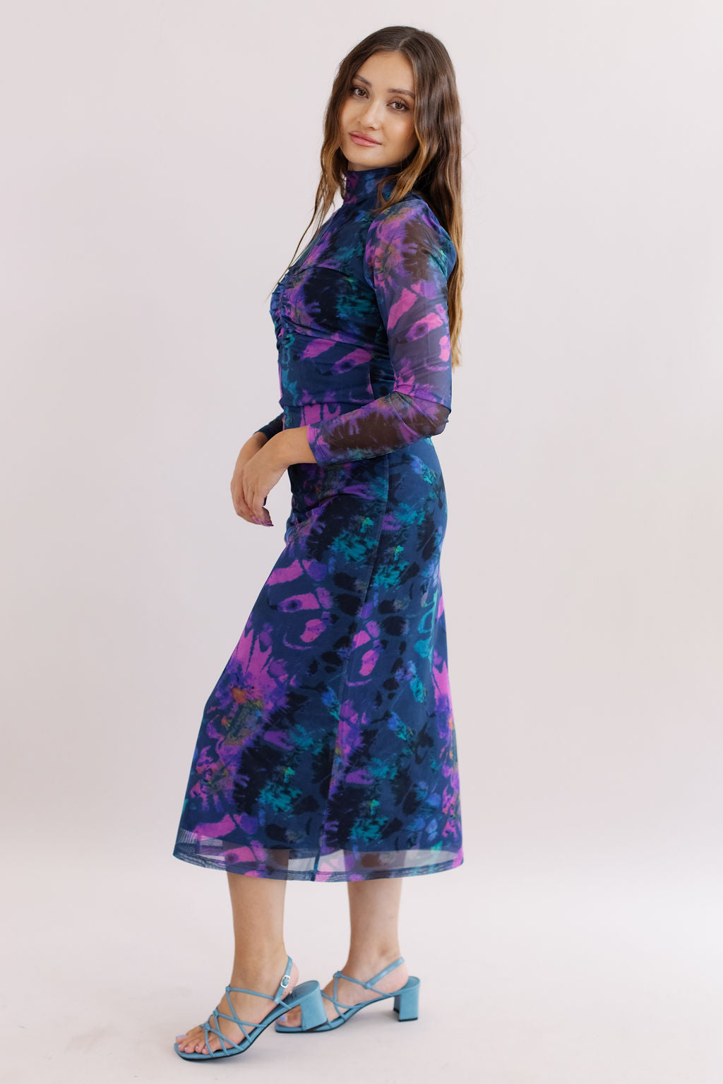 French Connection | Toni Mesh Midi Dress | Blue Depths - Poppy and Stella