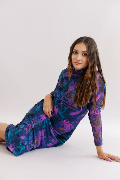French Connection | Toni Mesh Midi Dress | Blue Depths - Poppy and Stella