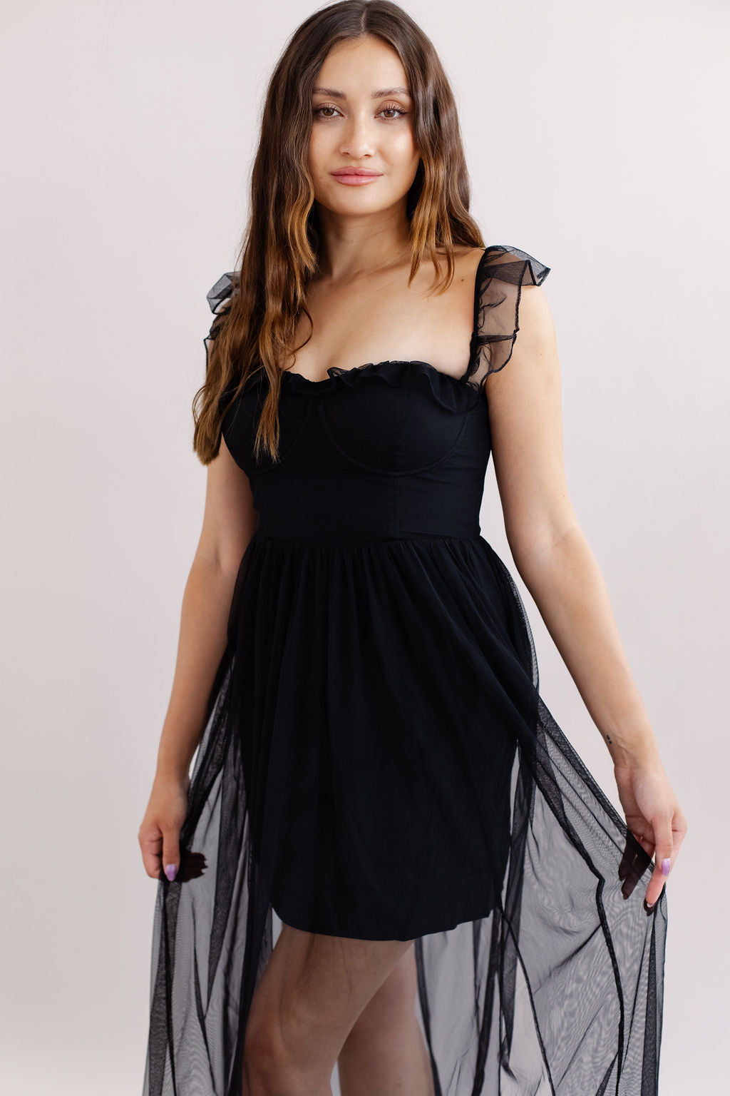 French Connection | Alizee Mesh Maxi Dress | Black - Poppy and Stella