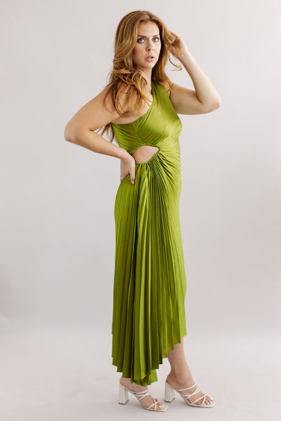 Evelynn Pleated Maxi Dress | Olive - Poppy and Stella