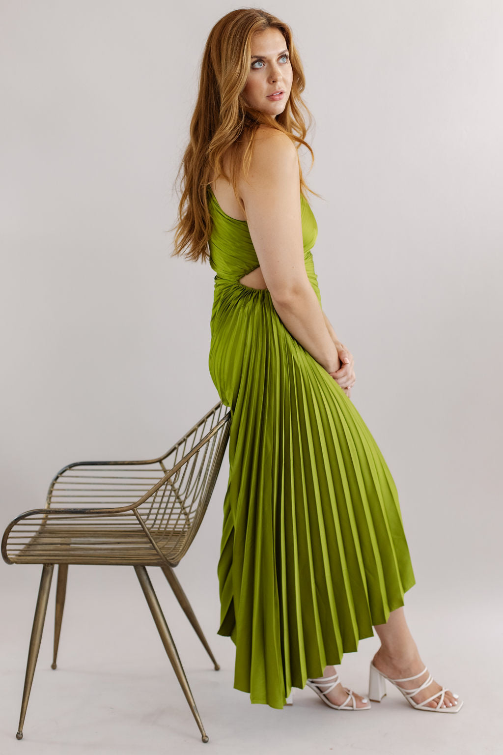 Evelynn Pleated Maxi Dress | Olive - Poppy and Stella