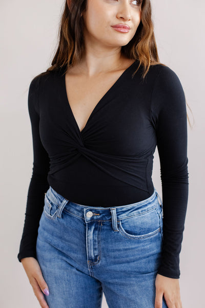 Lanie Twist Front Bodysuit | Black - Poppy and Stella