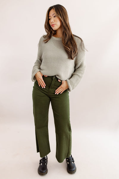 Mable High Rise Wide Leg Jean | Olive - Poppy and Stella