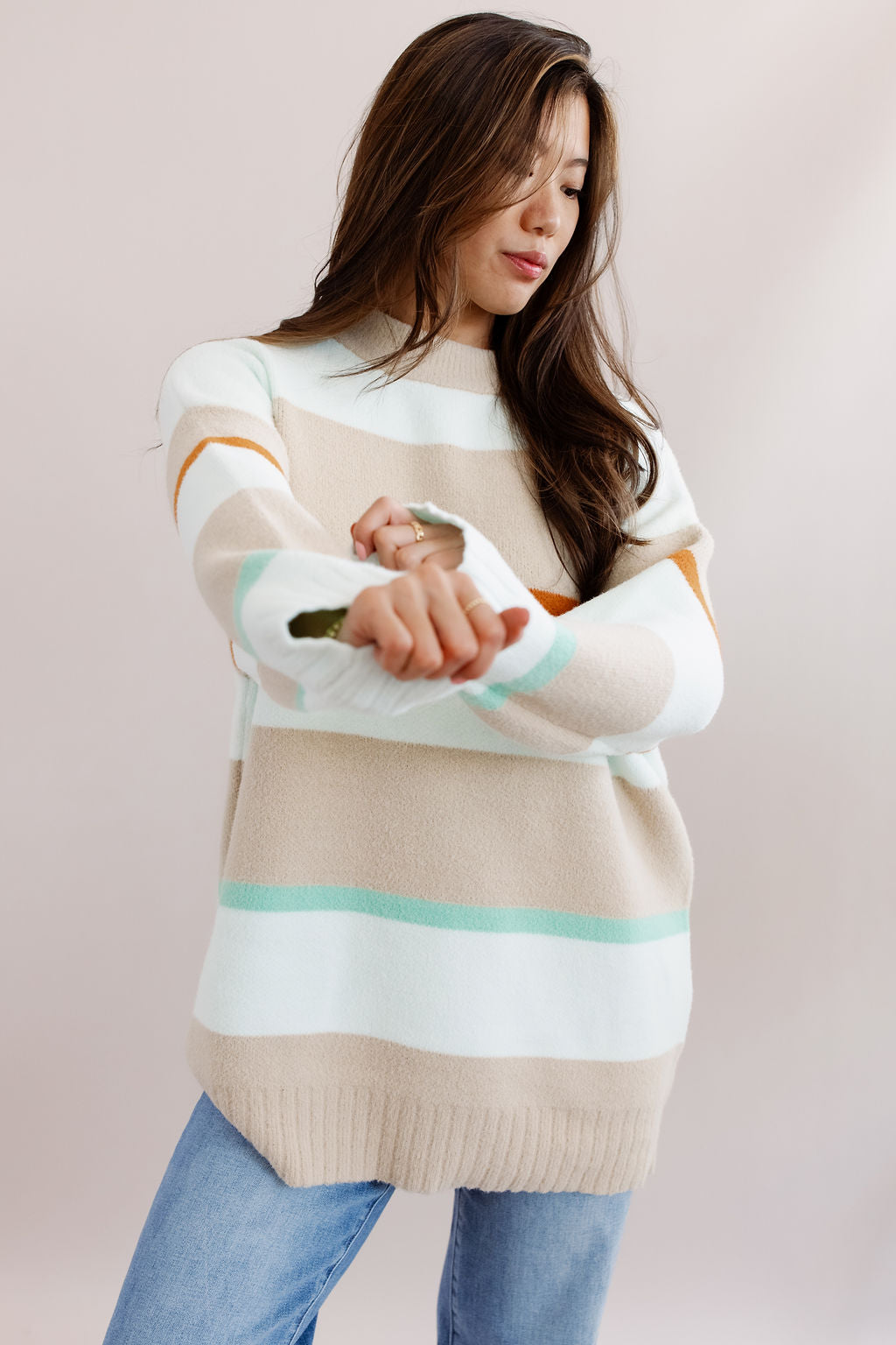 Davis Stripe Tunic Sweater - Poppy and Stella