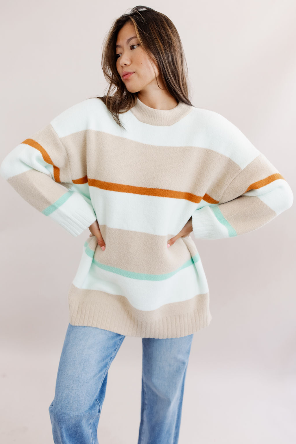 Davis Stripe Tunic Sweater - Poppy and Stella