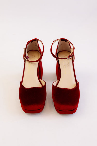 Matisse | Misha Platform Heel | Burgundy Velvet - Poppy and Stella