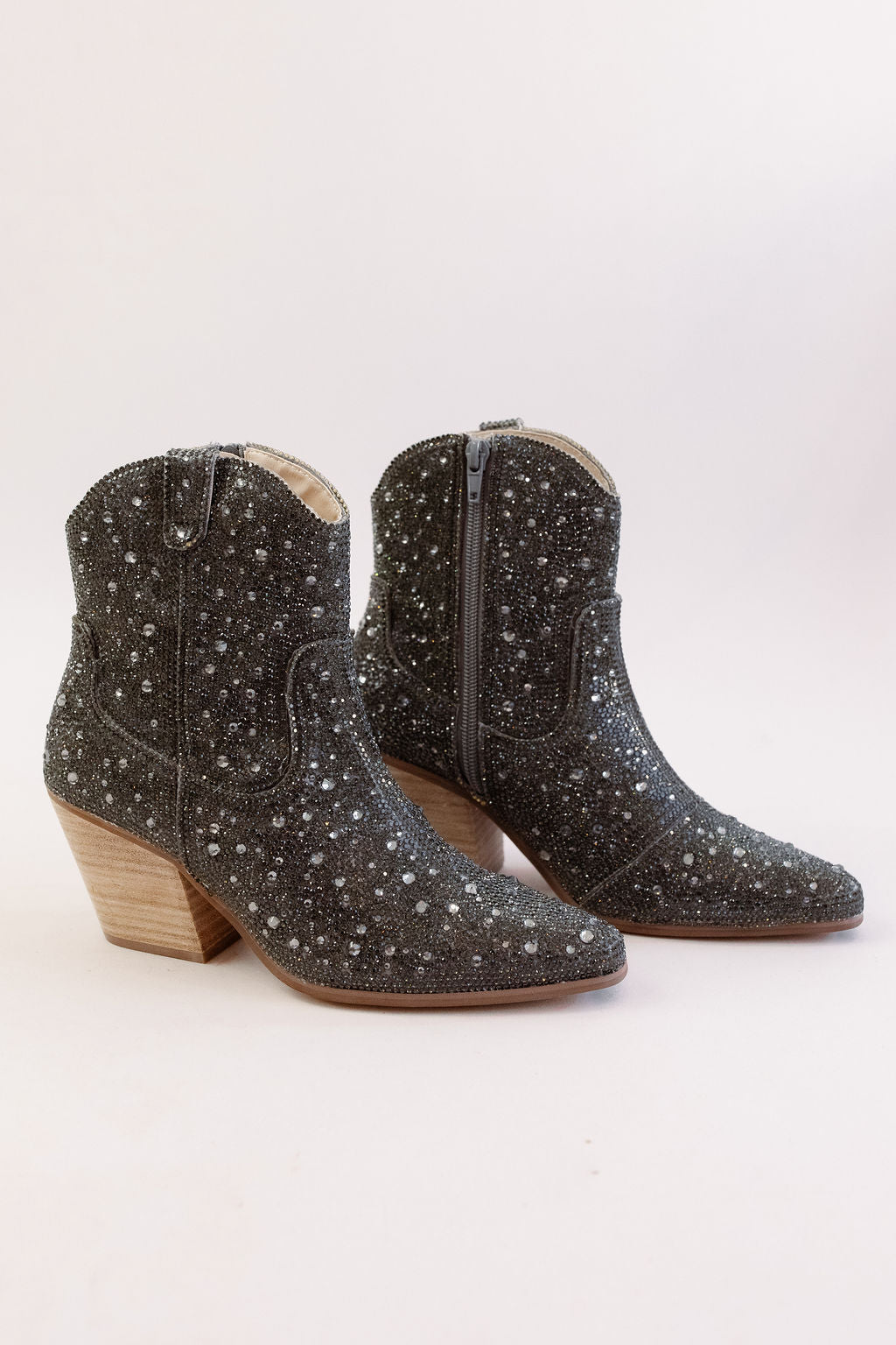 Matisse | Harlow Western Ankle Boot | Smoke Rhinestone - Poppy and Stella