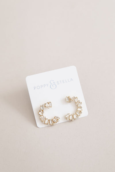 Baguette & Circle Open Hoop Stud Earrings - Poppy and Stella