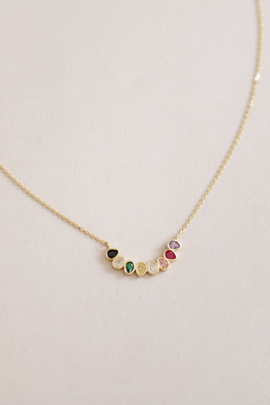 Gold Dipped Rainbow Gem Necklace - Poppy and Stella