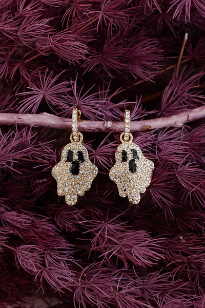 Bedazzled Gold Ghost Earrings - Poppy and Stella