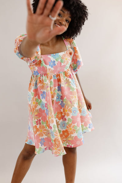 Mary Bright Floral Baby Doll Dress - Poppy and Stella