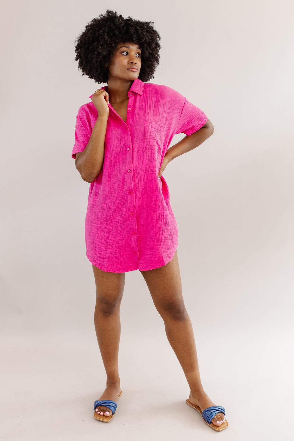 Z Supply | Cyrus Gauze Dress | Fiesta Fuchsia - Poppy and Stella