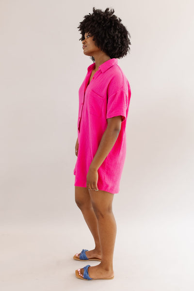 Z Supply | Cyrus Gauze Dress | Fiesta Fuchsia - Poppy and Stella