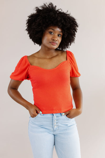 Maeve Smocked Puff-Sleeve Top - Poppy and Stella