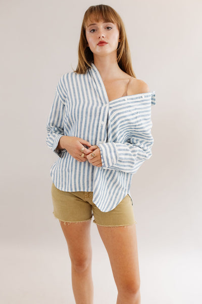 Faherty | Linen Laguna Relaxed Shirt | Blue Lucy Stripe Shirt - Poppy and Stella