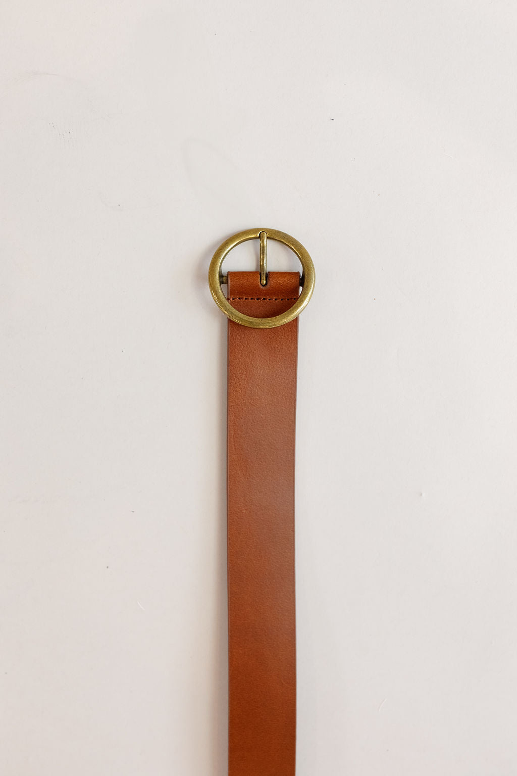 Belt | Wide Brass Ring Buckle Leather | Brown - Poppy and Stella