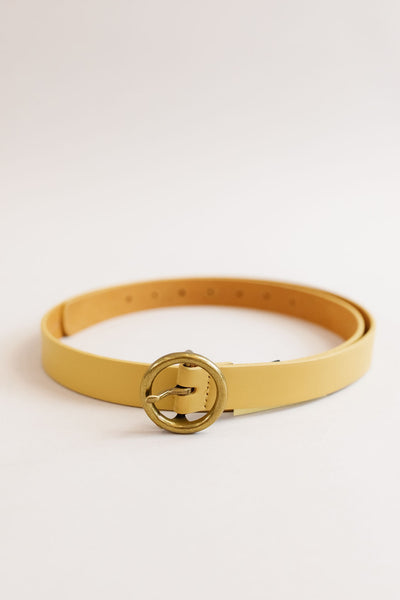 Belt | Small Brass Circle Leather | Camel - Poppy and Stella