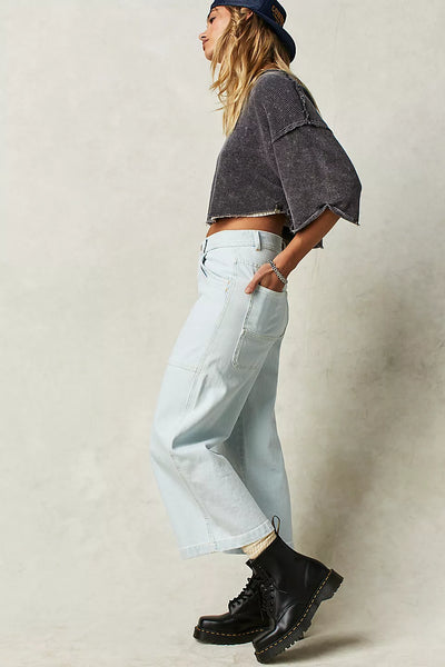 Free People | Piper Midrise Crop Wide Leg Jean | Bleach Bloom - Poppy and Stella