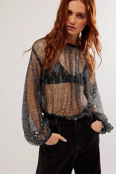 Free People | Sparks Fly Top | Black Combo - Poppy and Stella
