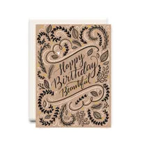 Card | Happy Birthday | Brown paper Floral - Poppy and Stella