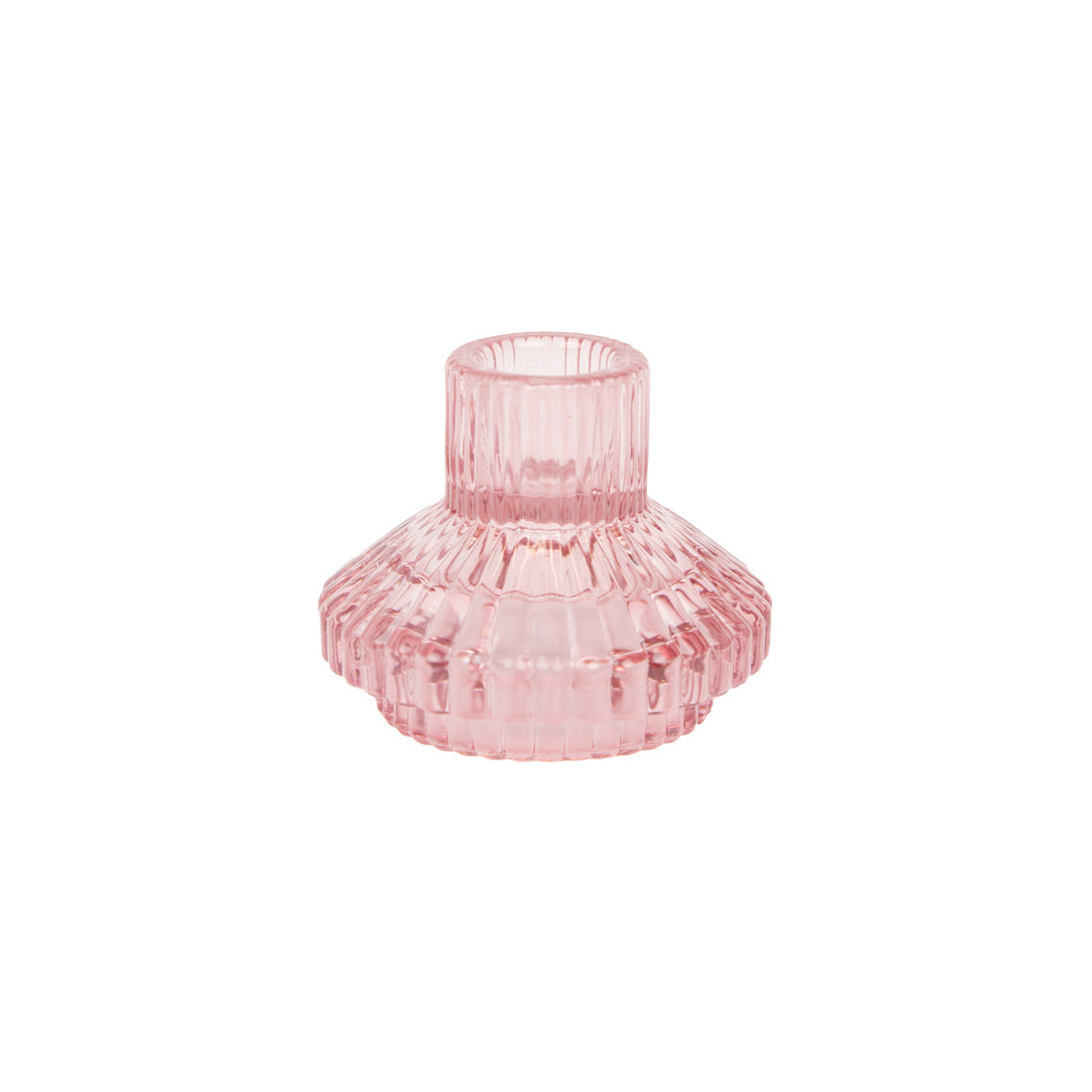 Small Ribbed Glass Candle Holders | Pink - Poppy and Stella