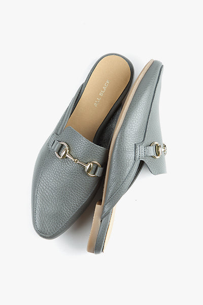 All Black | LL Loafer Slide Flats | Grey - Poppy and Stella