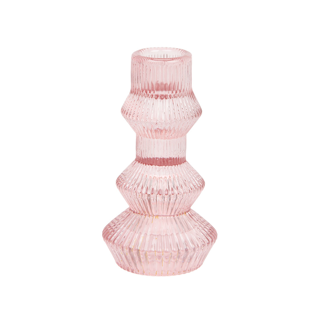 Ribbed Tiered Candle Holder | Pink - Poppy and Stella
