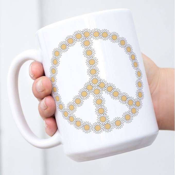 Daisy Peace Sign Retro Style Mug