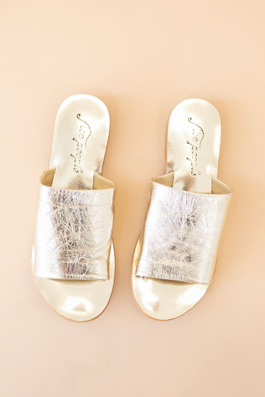 Free People | Vicente Slide Sandals | Gold - Poppy and Stella