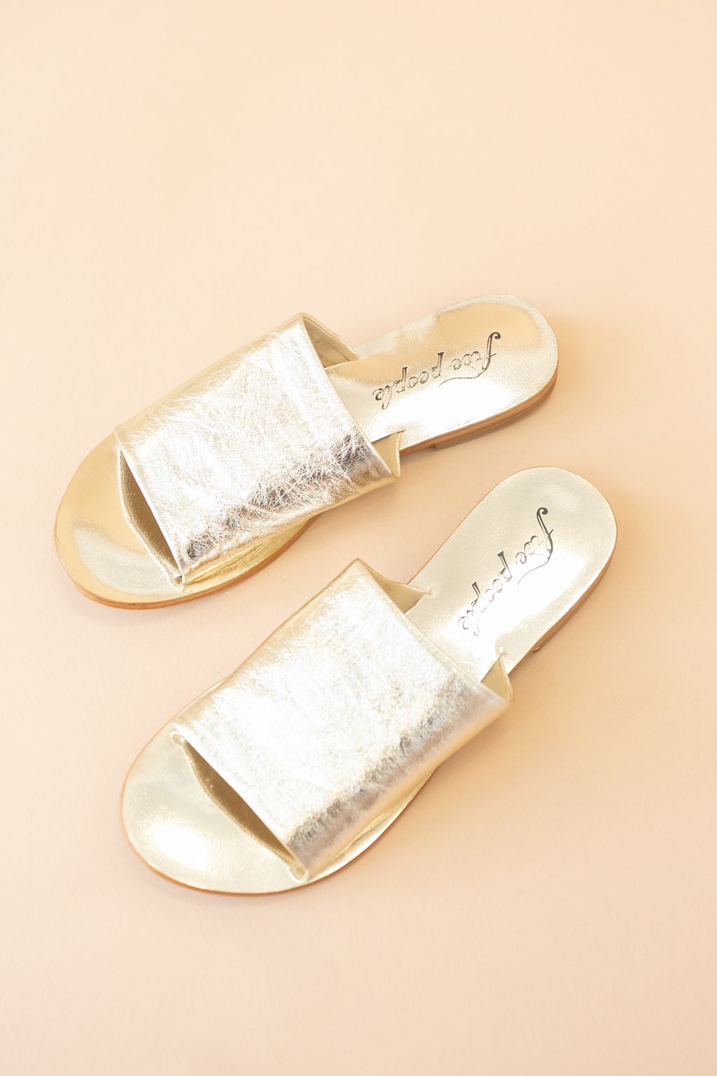 Free People | Vicente Slide Sandals | Gold - Poppy and Stella