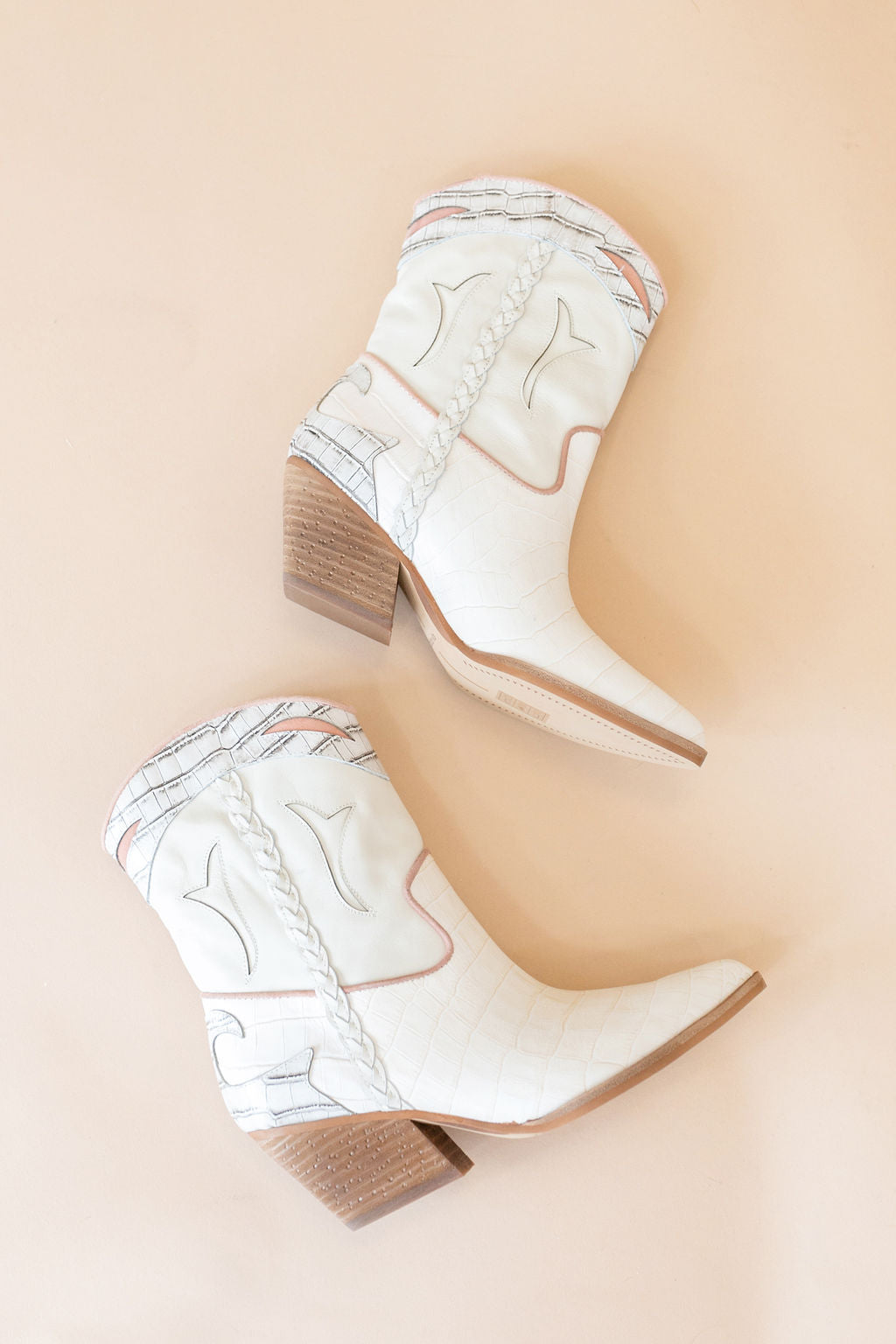 Dolce Vita | Loral Western Booties | Ivory Croc Print Leather