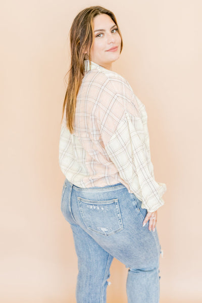 POL | Camden Distressed Plaid Button Up Shirt | Lemon Multi - Poppy and Stella