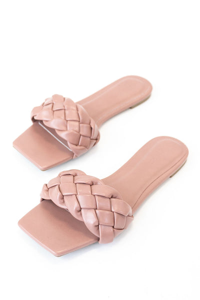 Block Woven Slide Sandal | Mauve - Poppy and Stella