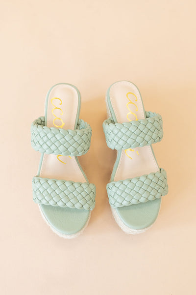 Everett Espadrille Platform Slide Sandal | Sage - Poppy and Stella