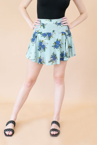 Reilly Floral Mini Skirt | Sage Combo - Poppy and Stella