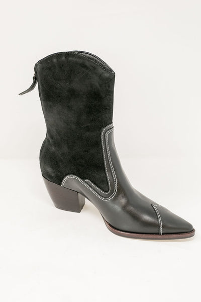 Matisse | Carina Western Boot | Black Suede & Leather - Poppy and Stella